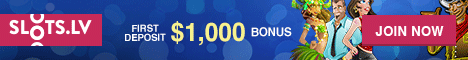 Slots.lv Casino $5000 Welcome Bonus - 300%/BTC RTG BetSoft 468x60
