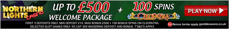 Northern Lights Casino $/€/£500 Bonus + 100 Extra Spins NetEnt Northe10
